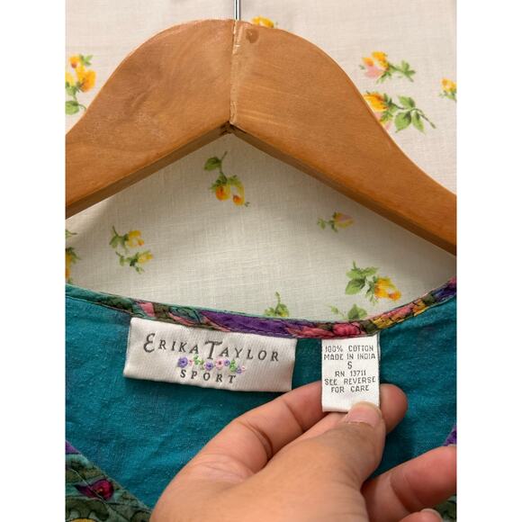 Vintage 80’s Erika Taylor Sport Paisley Floral Maxi Dress Small Boho Spring - Picture 4 of 4